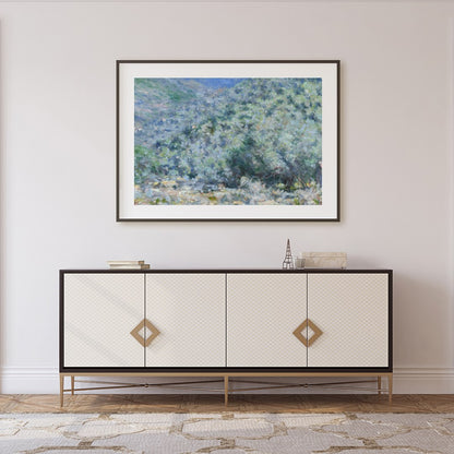 Immerse yourself in the tranquil beauty of this mountain landscape, expertly capturing the essence for Foyer