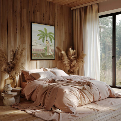 Delve into the tranquility of classical elegance with this intricate Mughal miniature-style for Bedroom