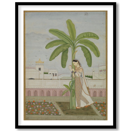Delve into the tranquility of classical elegance with this intricate Mughal miniature-style for home