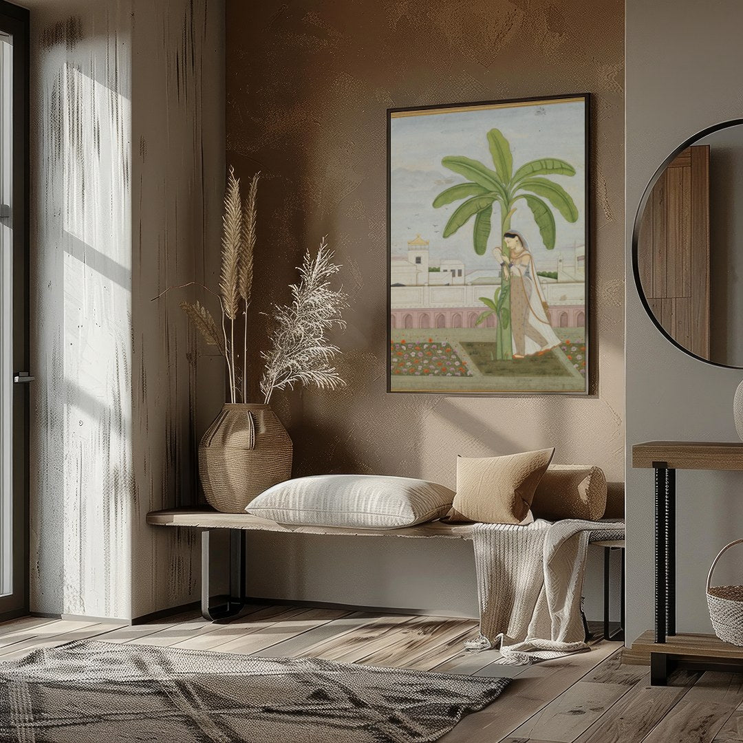 Delve into the tranquility of classical elegance with this intricate Mughal miniature-style for room