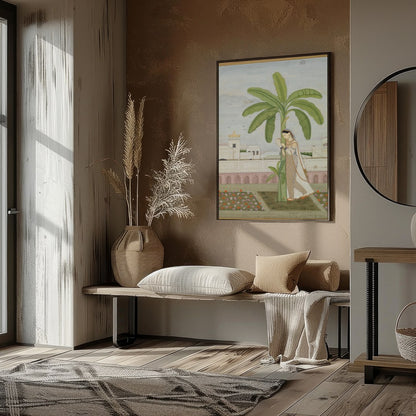 Delve into the tranquility of classical elegance with this intricate Mughal miniature-style for room
