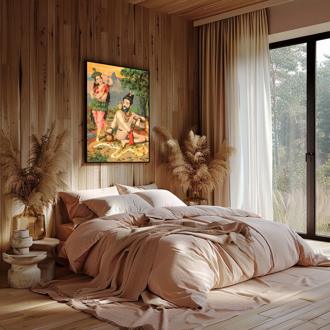 Immerse yourself in the captivating allure of this vibrant artwork showcasing a serene encounter for Bedroom