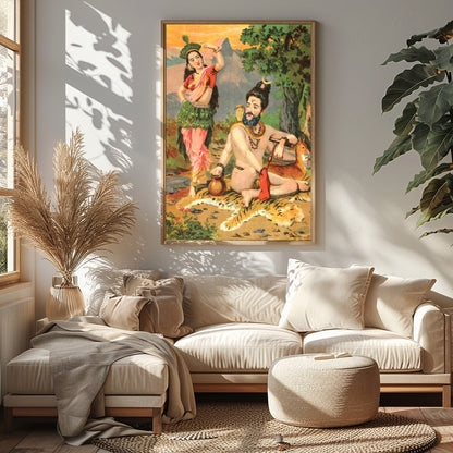 Immerse yourself in the captivating allure of this vibrant artwork showcasing a serene encounter for Sitting Area