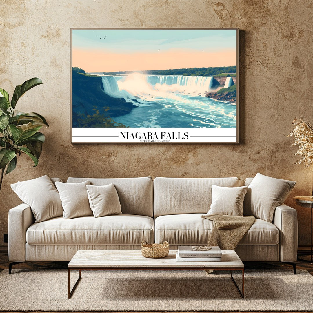 Experience the majesty of Niagara Falls with this breathtaking wall art. The soothing colors and for Family Room