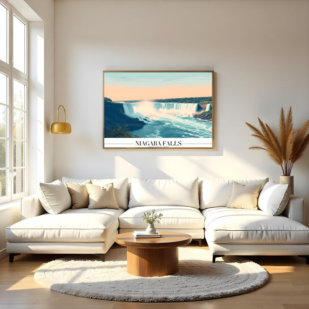 Experience the majesty of Niagara Falls with this breathtaking wall art. The soothing colors and for Living Room