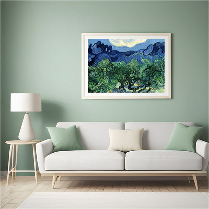 Capture the essence of a tranquil night with this vibrant artwork, depicting swirling clouds over for Hall