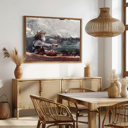 Capture the calmness of the sea with this exquisite watercolor painting, featuring an elderly for Dining