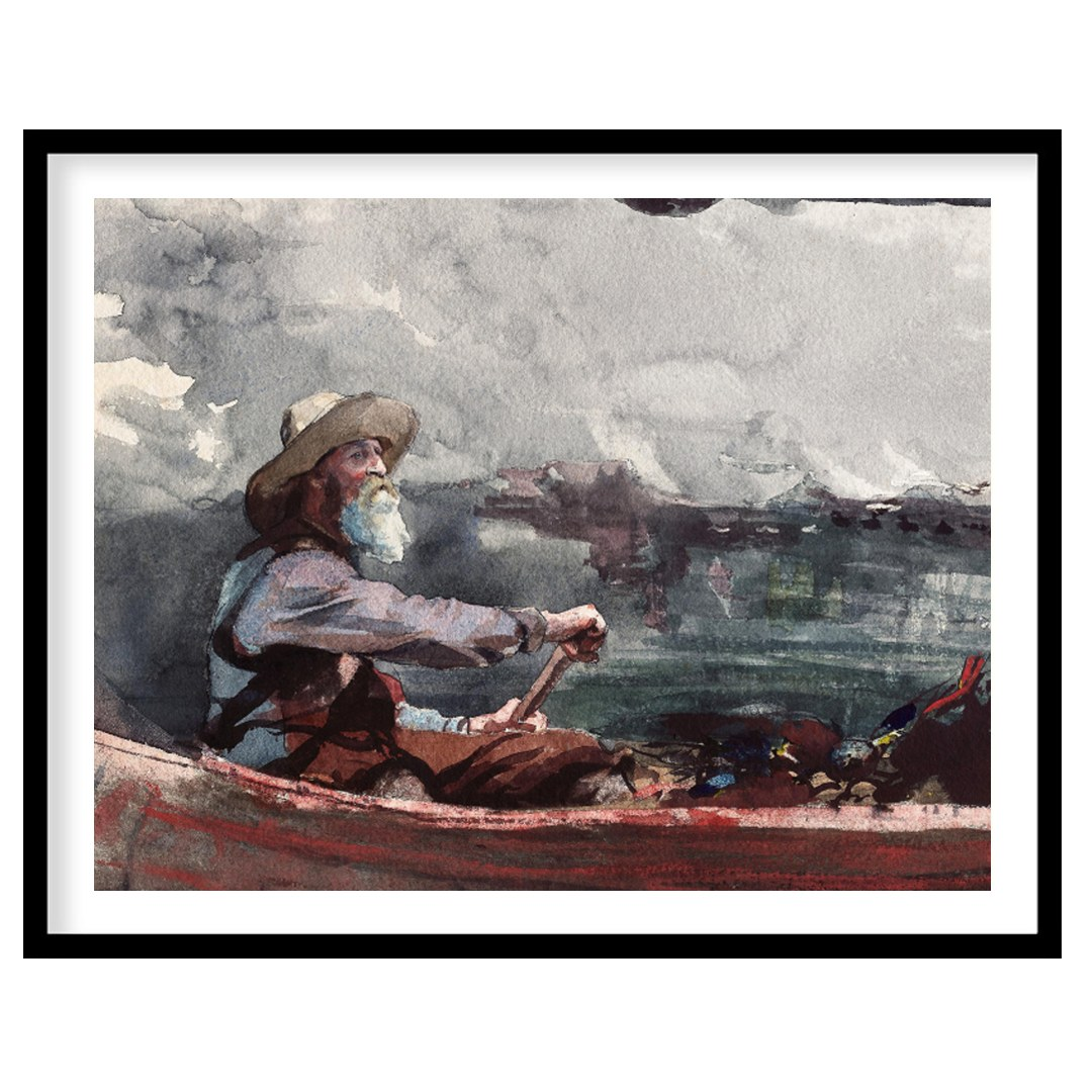 Capture the calmness of the sea with this exquisite watercolor painting, featuring an elderly for haven