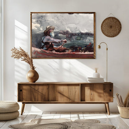 Capture the calmness of the sea with this exquisite watercolor painting, featuring an elderly for Sitting Area