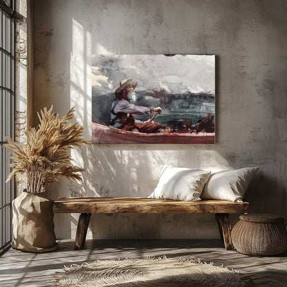 Capture the calmness of the sea with this exquisite watercolor painting, featuring an elderly for Veranda