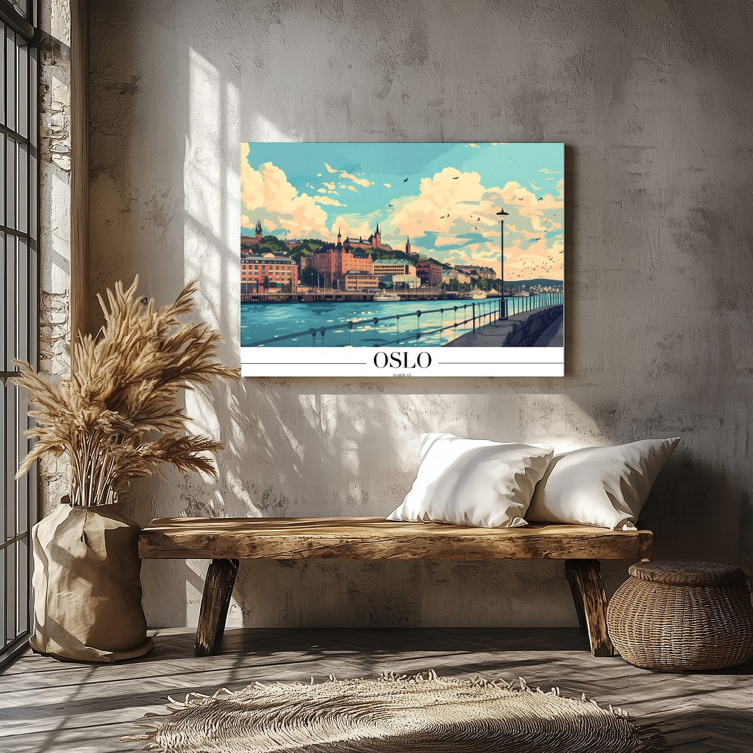Immerse yourself in the tranquil charm of the Oslo waterfront, captured in this captivating for Veranda