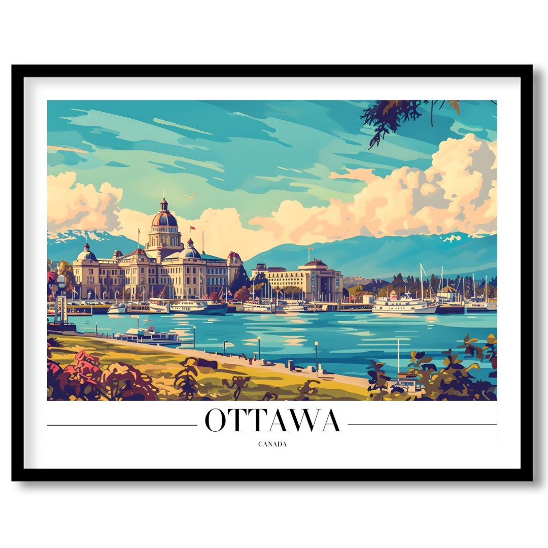 Capture the tranquil beauty of Ottawa with this vibrant wall art, showcasing a picturesque lakeside for dwelling