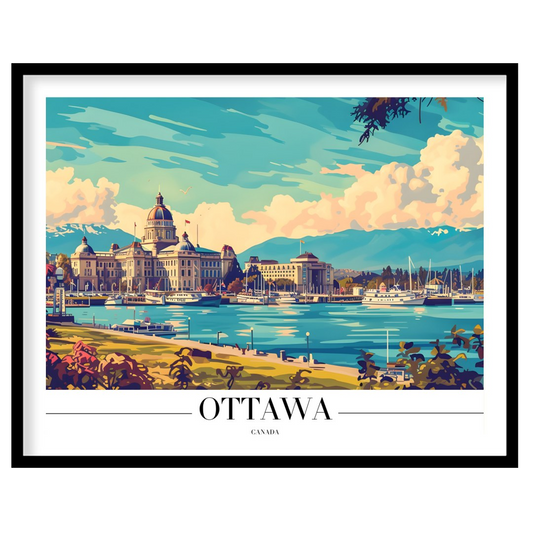 Capture the tranquil beauty of Ottawa with this vibrant wall art, showcasing a picturesque lakeside for dwelling