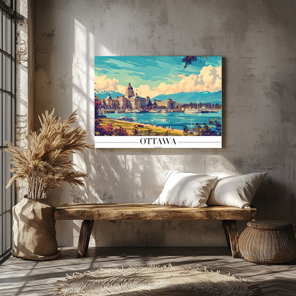 Capture the tranquil beauty of Ottawa with this vibrant wall art, showcasing a picturesque lakeside for Veranda