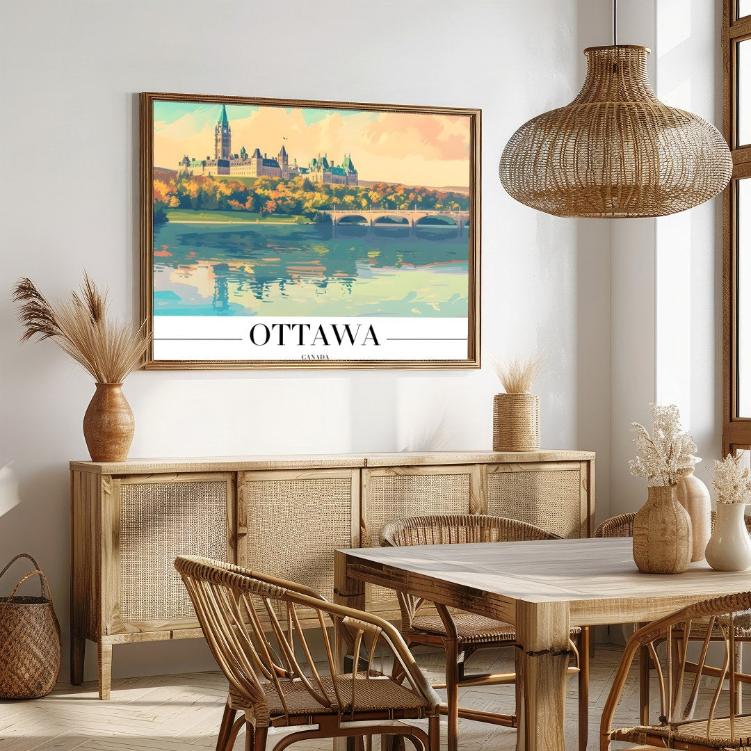 Capture the tranquil beauty of Ottawa with this stunning landscape artwork. Featuring the iconic for Dining