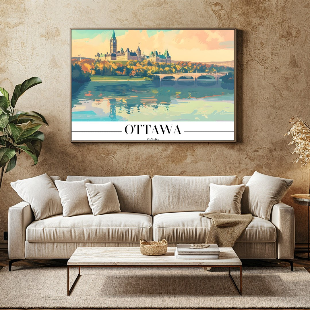 Capture the tranquil beauty of Ottawa with this stunning landscape artwork. Featuring the iconic for Family Room