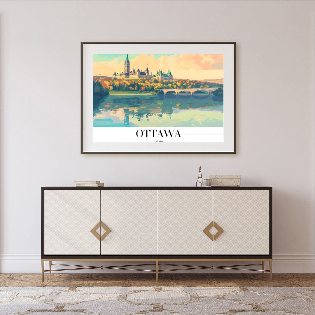 Capture the tranquil beauty of Ottawa with this stunning landscape artwork. Featuring the iconic for Foyer