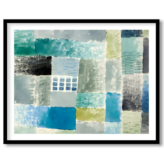 Immerse yourself in the calming ambience of this abstract piece, where soft blues and greens blend for lovely-house