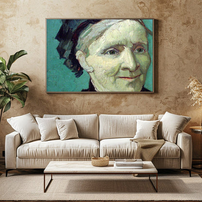 This captivating oil portrait showcases a serene expression that invites introspection. With its for Family Room