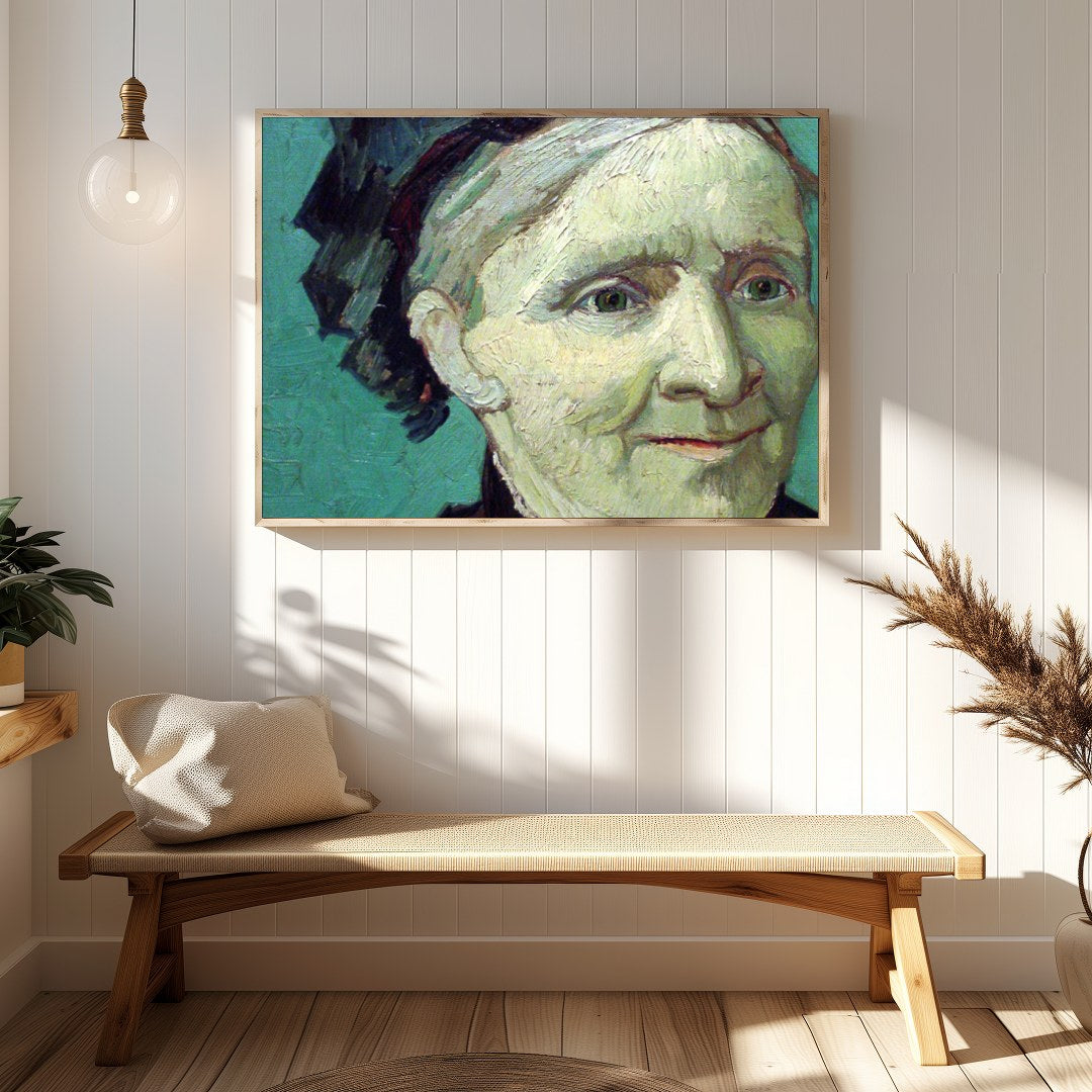 This captivating oil portrait showcases a serene expression that invites introspection. With its for Hallway