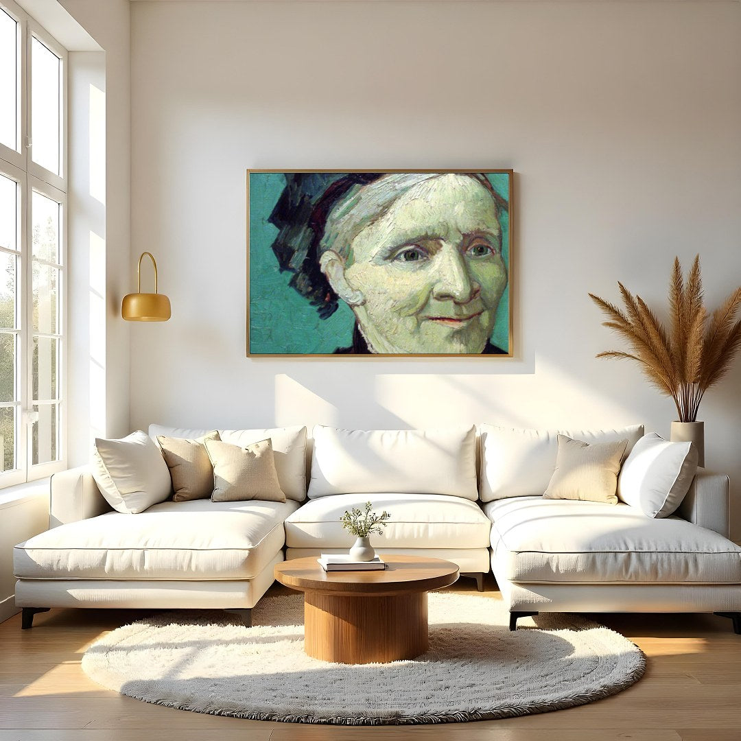 This captivating oil portrait showcases a serene expression that invites introspection. With its for Living Room