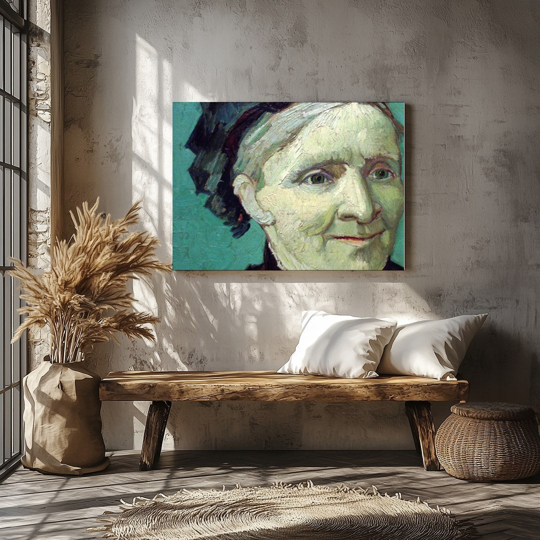 This captivating oil portrait showcases a serene expression that invites introspection. With its for Veranda