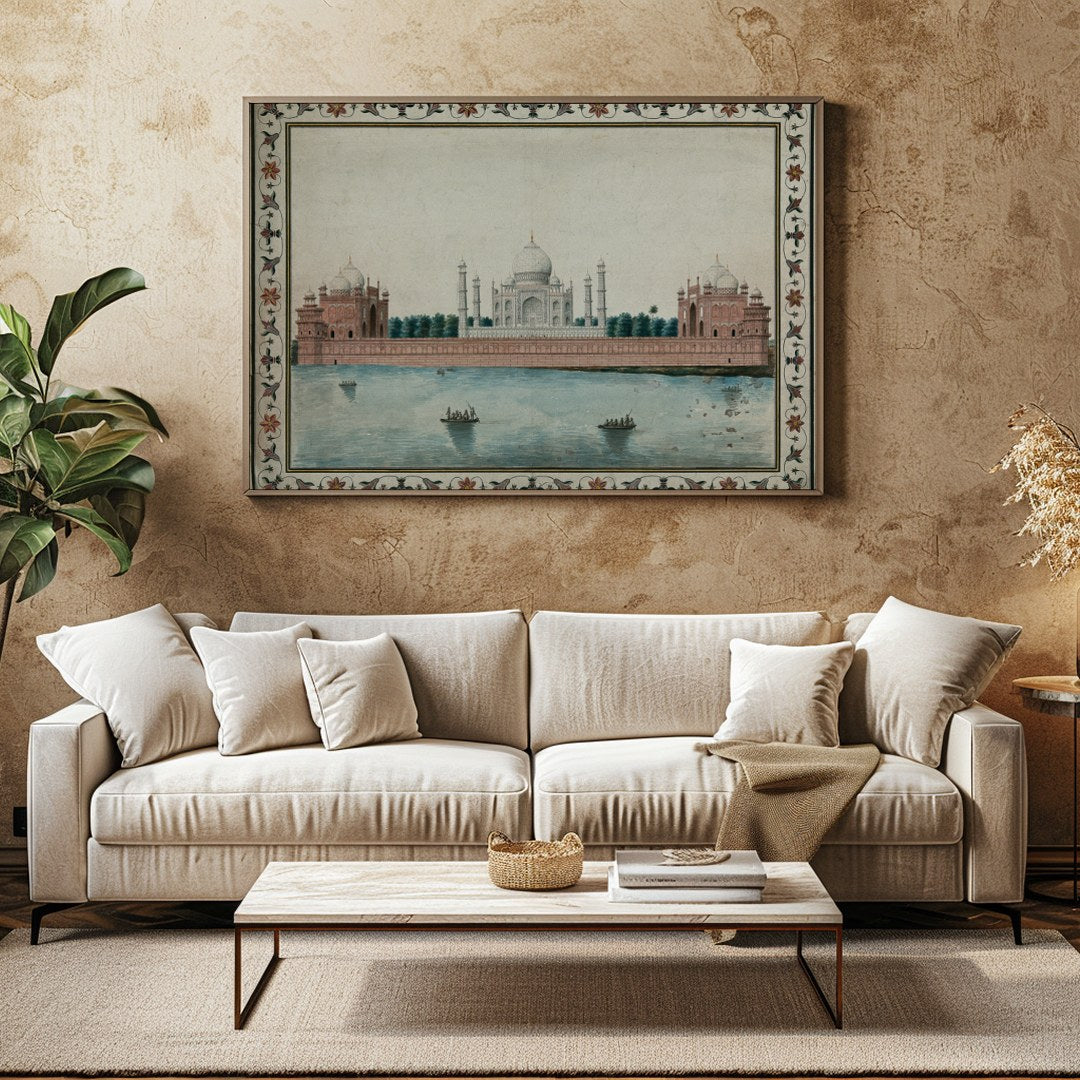 This exquisite artwork captures the timeless beauty of an iconic architectural wonder reflected for Family Room