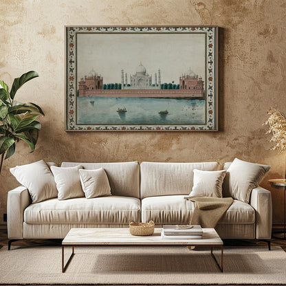 This exquisite artwork captures the timeless beauty of an iconic architectural wonder reflected for Family Room