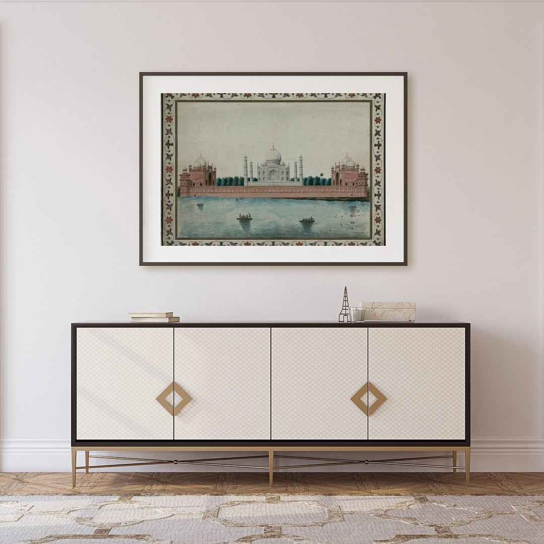 This exquisite artwork captures the timeless beauty of an iconic architectural wonder reflected for Foyer