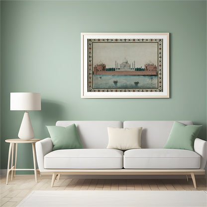 This exquisite artwork captures the timeless beauty of an iconic architectural wonder reflected for Hall