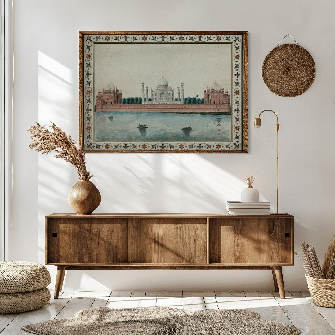 This exquisite artwork captures the timeless beauty of an iconic architectural wonder reflected for Sitting Area