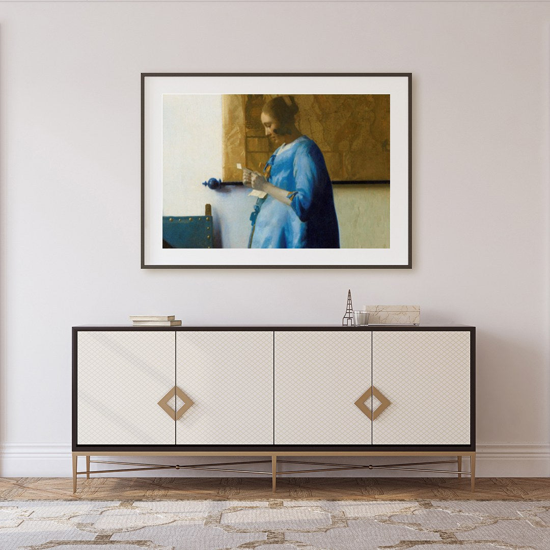 Immerse yourself in tranquility with this exquisite artwork depicting a woman in a moment of quiet for Foyer