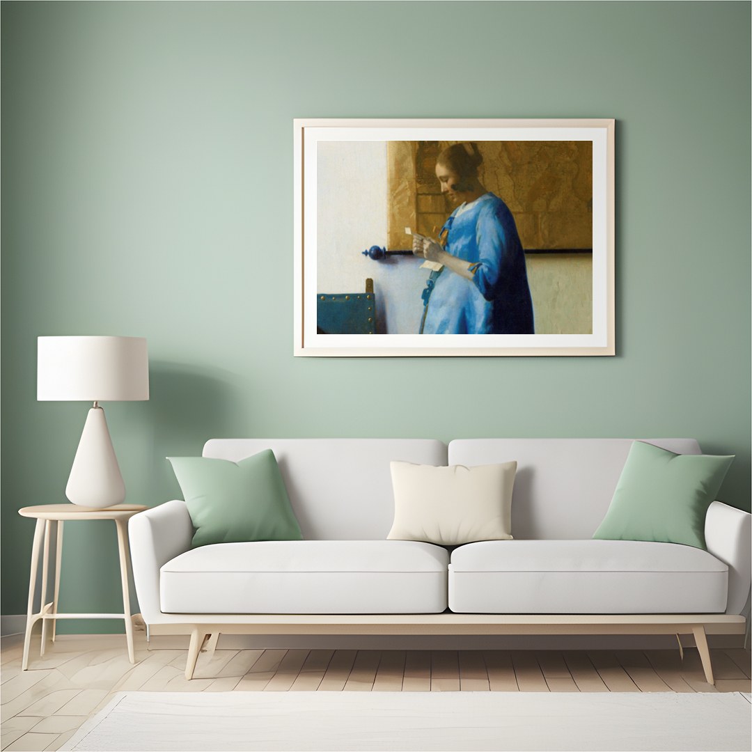 Immerse yourself in tranquility with this exquisite artwork depicting a woman in a moment of quiet for Hall
