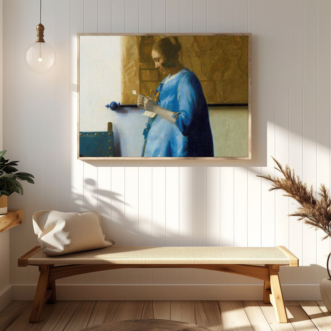 Immerse yourself in tranquility with this exquisite artwork depicting a woman in a moment of quiet for Hallway