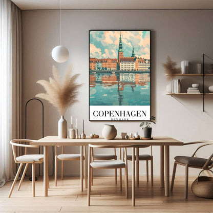 Experience the tranquil beauty of Copenhagen with this exquisite artwork capturing the city's for Dining