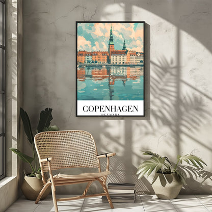 Experience the tranquil beauty of Copenhagen with this exquisite artwork capturing the city's for Sitting Area