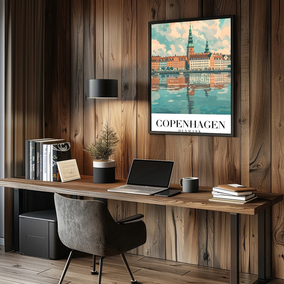 Experience the tranquil beauty of Copenhagen with this exquisite artwork capturing the city's for Study and Office
