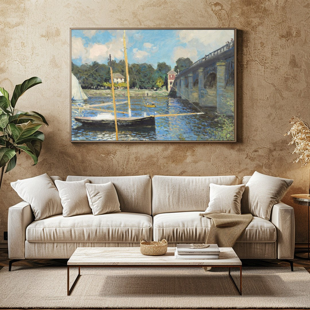 Capture the tranquility of a sunlit day by the river with this exquisite artwork, showcasing for Family Room