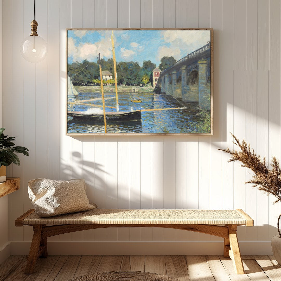 Capture the tranquility of a sunlit day by the river with this exquisite artwork, showcasing for Hallway