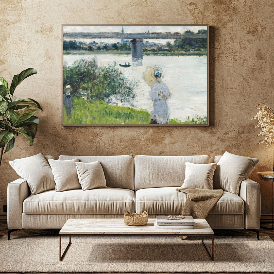 Experience the tranquility of a riverside afternoon with this captivating piece. The gentle for Family Room