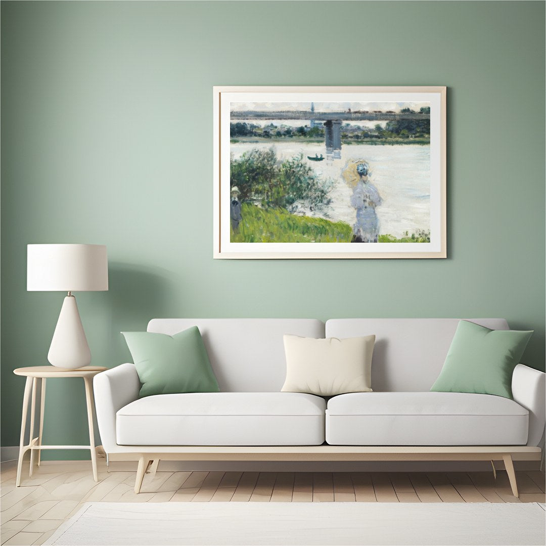 Experience the tranquility of a riverside afternoon with this captivating piece. The gentle for Hall