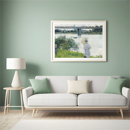 Experience the tranquility of a riverside afternoon with this captivating piece. The gentle for Hall