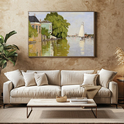 Immerse yourself in tranquility with this exquisite riverside scene, capturing a gentle waterway for Family Room