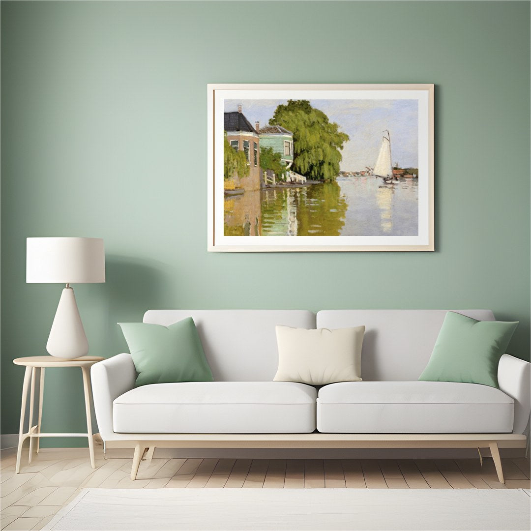 Immerse yourself in tranquility with this exquisite riverside scene, capturing a gentle waterway for Hall