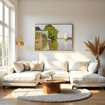 Immerse yourself in tranquility with this exquisite riverside scene, capturing a gentle waterway for Living Room