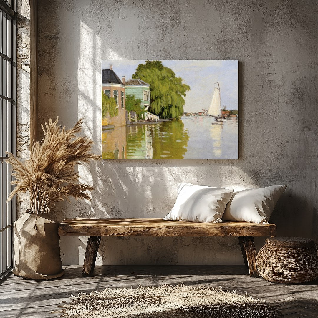 Immerse yourself in tranquility with this exquisite riverside scene, capturing a gentle waterway for Veranda