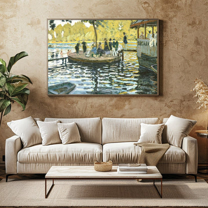 This captivating artwork captures a tranquil scene by the river, resonating with the serene beauty for Family Room
