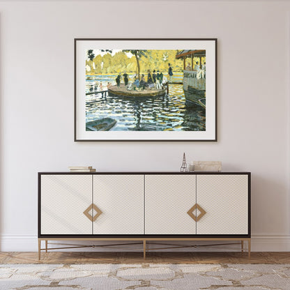 This captivating artwork captures a tranquil scene by the river, resonating with the serene beauty for Foyer