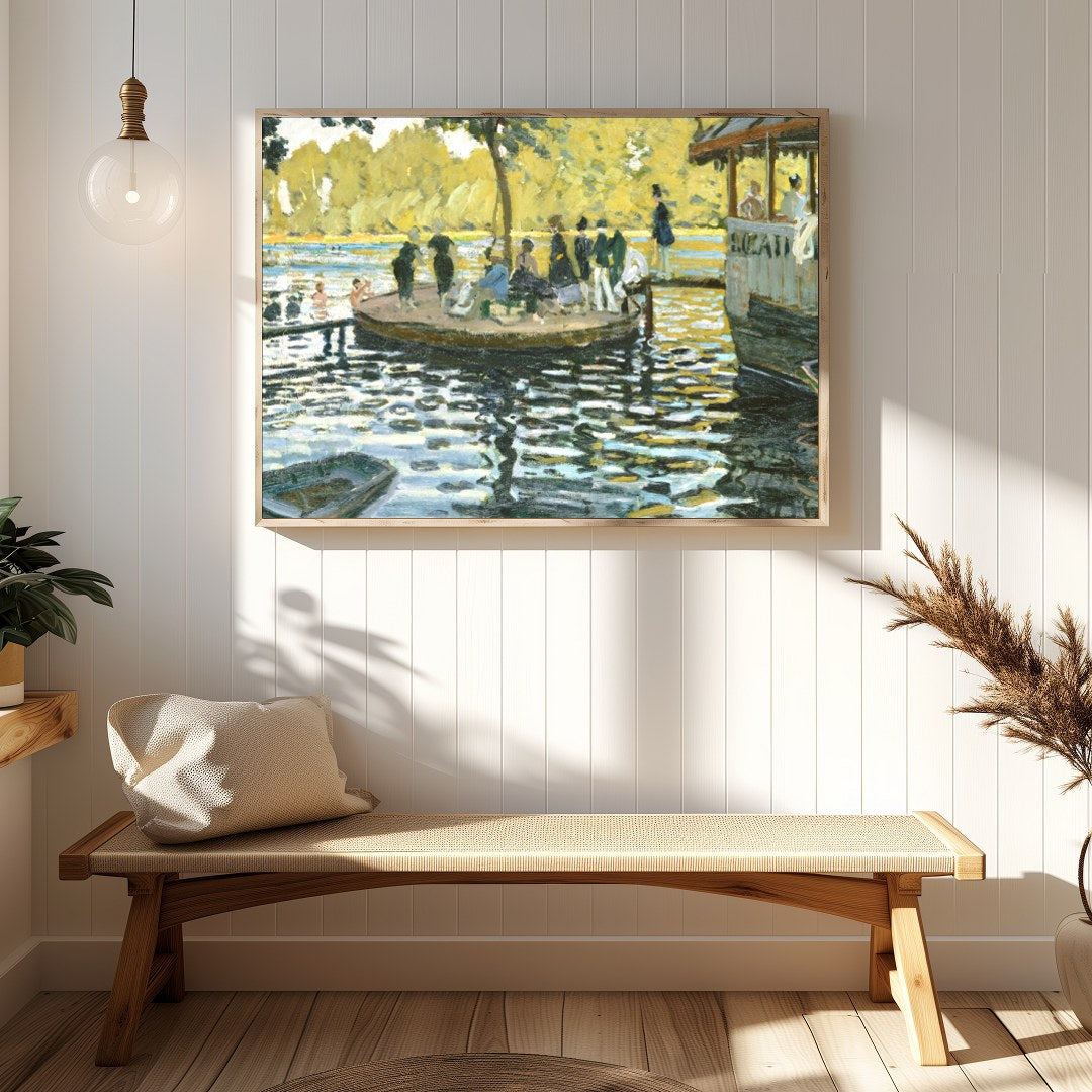 This captivating artwork captures a tranquil scene by the river, resonating with the serene beauty for Hallway