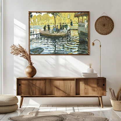 This captivating artwork captures a tranquil scene by the river, resonating with the serene beauty for Sitting Area